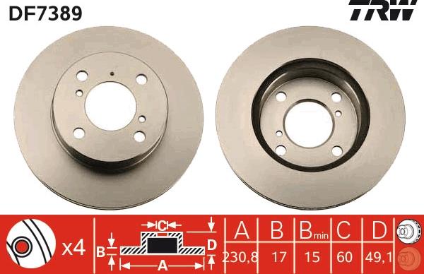 TRW DF7389 - Brake Disc autospares.lv