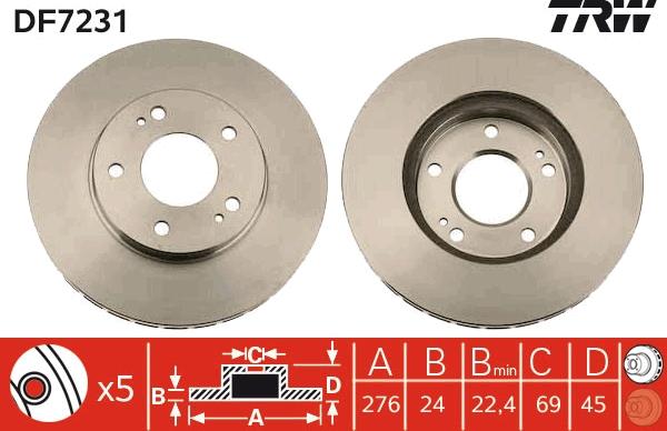 TRW DF7231 - Brake Disc autospares.lv