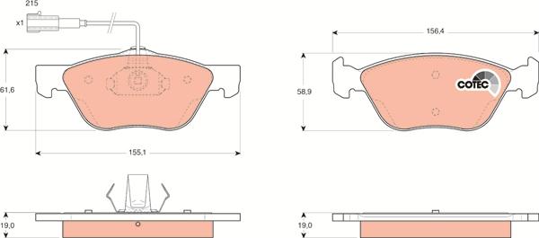 TRW GDB1445 - Brake Pad Set, disc brake autospares.lv