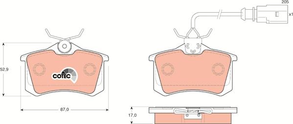 TRW GDB1415 - Brake Pad Set, disc brake autospares.lv