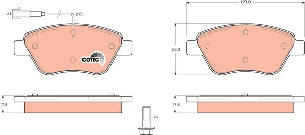 TRW GDB1482 - Brake Pad Set, disc brake autospares.lv