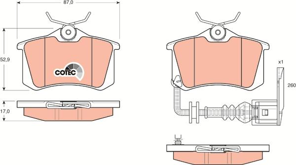 TRW GDB1475 - Brake Pad Set, disc brake autospares.lv