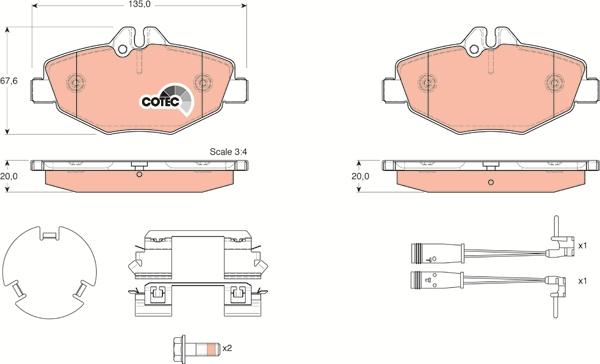 TRW GDB1542 - Brake Pad Set, disc brake autospares.lv