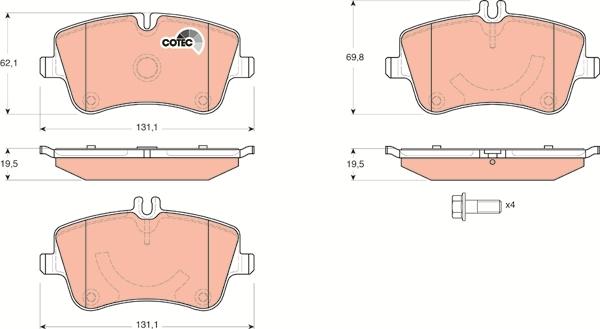 TRW GDB1514 - Brake Pad Set, disc brake autospares.lv