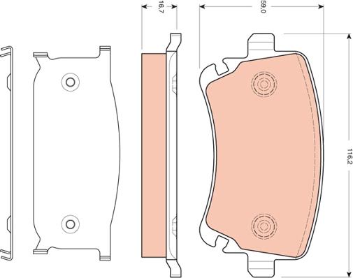 TRW GDB1661 - Brake Pad Set, disc brake autospares.lv