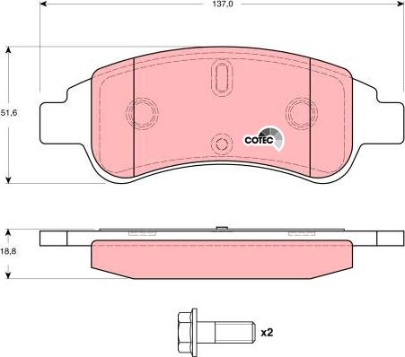 TRW GDB1623 - Brake Pad Set, disc brake autospares.lv