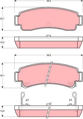 TRW GDB1014 - Brake Pad Set, disc brake autospares.lv