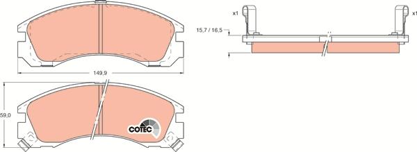 TRW GDB1126AT - Brake Pad Set, disc brake autospares.lv