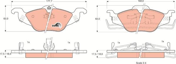 TRW GDB1351 - Brake Pad Set, disc brake autospares.lv