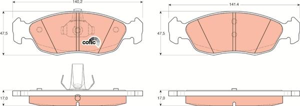 TRW GDB1322 - Brake Pad Set, disc brake autospares.lv