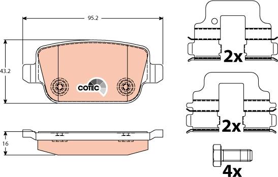 TRW GDB1732 - Brake Pad Set, disc brake autospares.lv