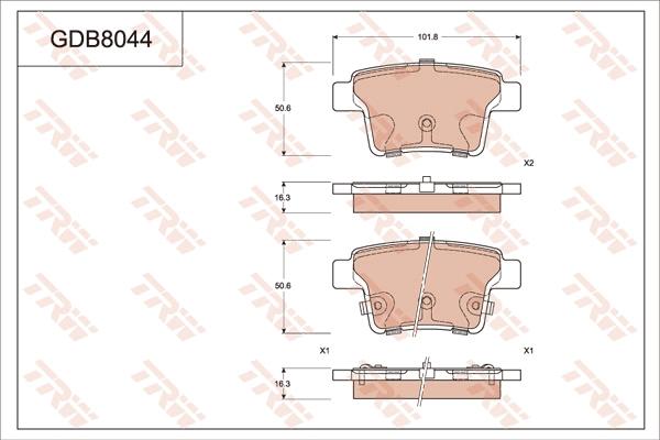 TRW GDB8044 - Brake Pad Set, disc brake autospares.lv