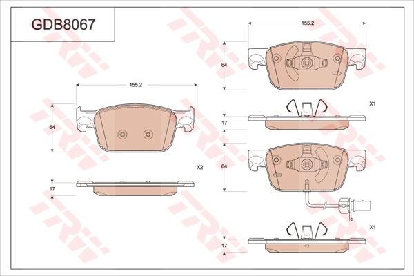 TRW GDB8067 - Brake Pad Set, disc brake autospares.lv