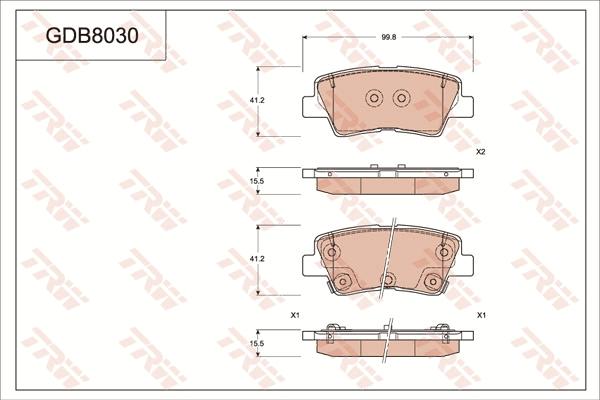 TRW GDB8030 - Brake Pad Set, disc brake autospares.lv