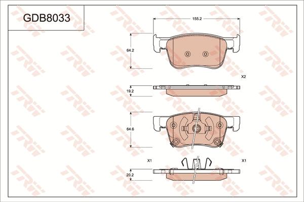 TRW GDB8033 - Brake Pad Set, disc brake autospares.lv