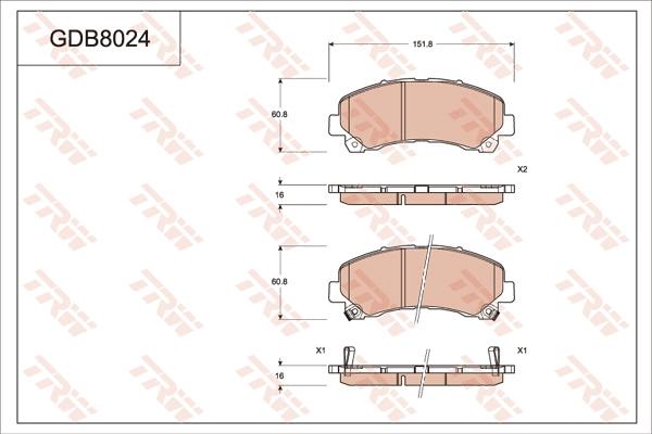 TRW GDB8024 - Brake Pad Set, disc brake autospares.lv