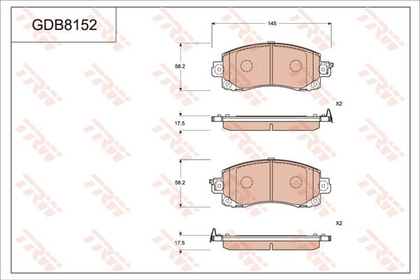 TRW GDB8152AT - Brake Pad Set, disc brake autospares.lv