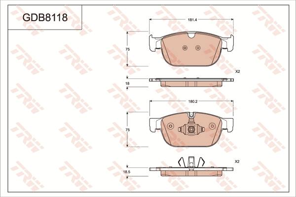 TRW GDB8118 - Brake Pad Set, disc brake autospares.lv