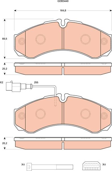 TRW GDB3440 - Brake Pad Set, disc brake autospares.lv