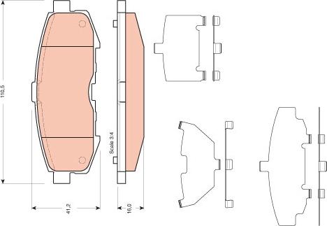 TRW GDB3406 - Brake Pad Set, disc brake autospares.lv