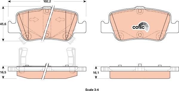 TRW GDB3480 - Brake Pad Set, disc brake autospares.lv