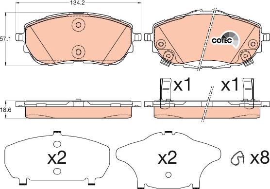 TRW GDB3598 - Brake Pad Set, disc brake autospares.lv