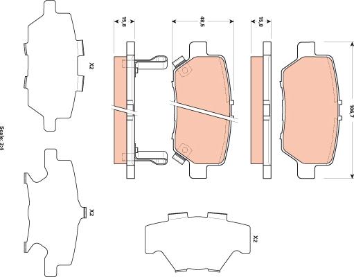 TRW GDB3512 - Brake Pad Set, disc brake autospares.lv