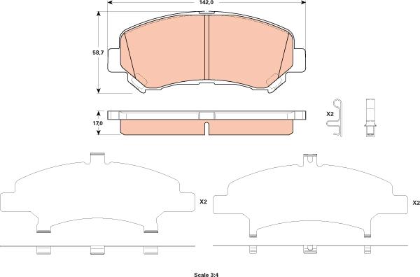 TRW GDB3521 - Brake Pad Set, disc brake autospares.lv