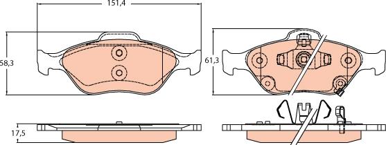 TRW GDB3625 - Brake Pad Set, disc brake autospares.lv