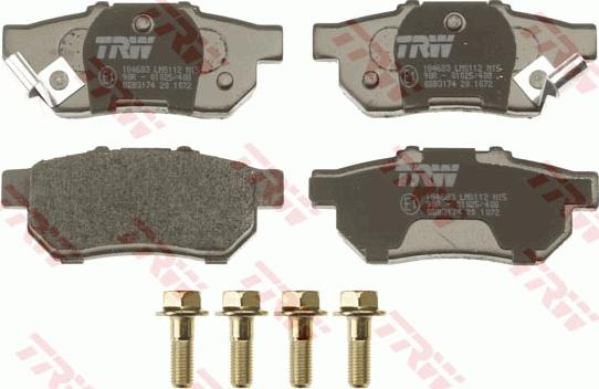 TRW GDB3174 - Brake Pad Set, disc brake autospares.lv