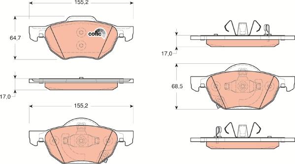 TRW GDB3355AT - Brake Pad Set, disc brake autospares.lv