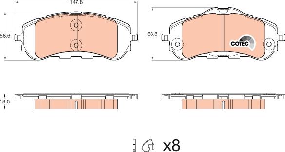 TRW GDB2044 - Brake Pad Set, disc brake autospares.lv