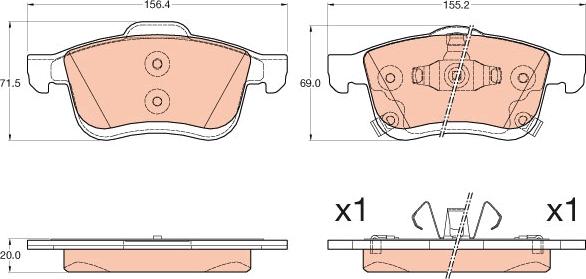 TRW GDB2060 - Brake Pad Set, disc brake autospares.lv