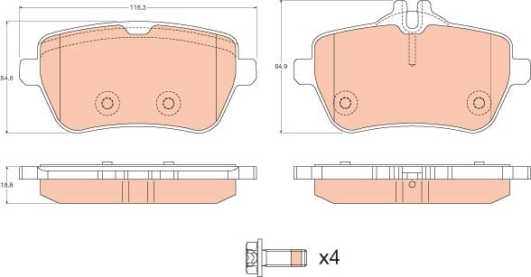 TRW GDB2014 - Brake Pad Set, disc brake autospares.lv