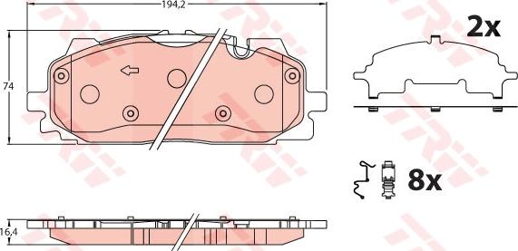 TRW GDB2190 - Brake Pad Set, disc brake autospares.lv