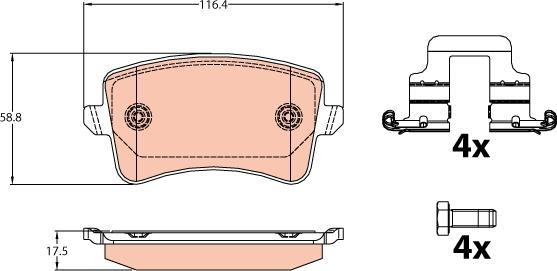 TRW GDB2107 - Brake Pad Set, disc brake autospares.lv