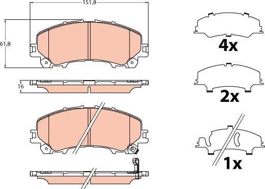 TRW GDB2222 - Brake Pad Set, disc brake autospares.lv