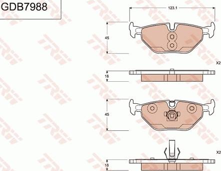 TRW GDB7988 - Brake Pad Set, disc brake autospares.lv