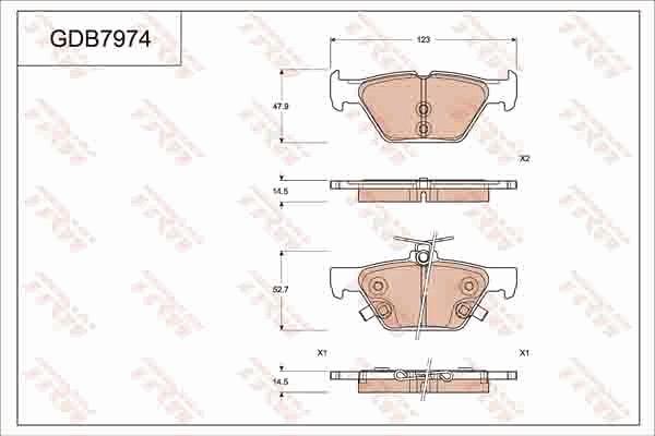 TRW GDB7974 - Brake Pad Set, disc brake autospares.lv