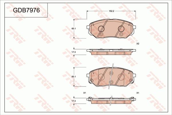 TRW GDB7976 - Brake Pad Set, disc brake autospares.lv