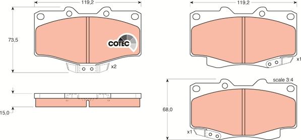 TRW GDB797AT - Brake Pad Set, disc brake autospares.lv