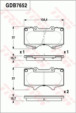 TRW GDB7652 - Brake Pad Set, disc brake autospares.lv