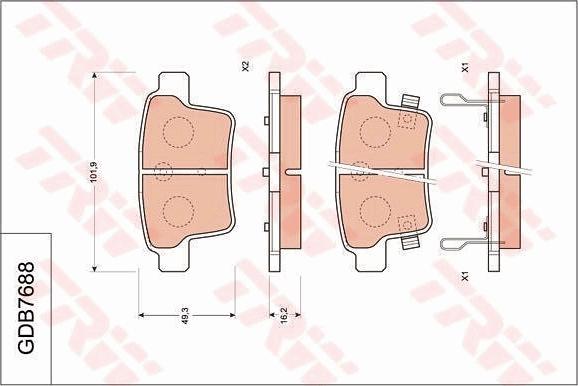 TRW GDB7688DT - Brake Pad Set, disc brake autospares.lv