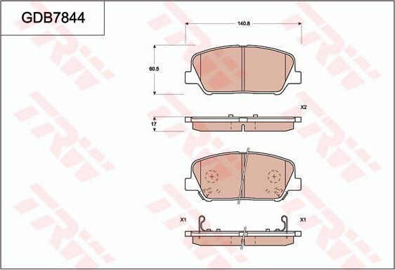 TRW GDB7844 - Brake Pad Set, disc brake autospares.lv