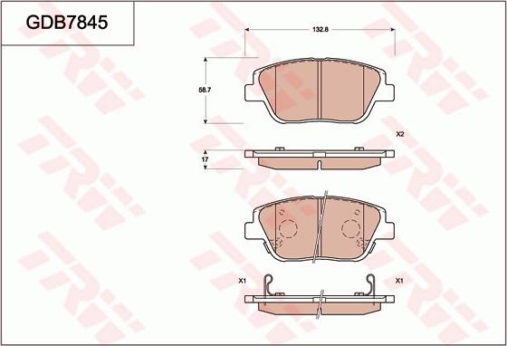 TRW GDB7845 - Brake Pad Set, disc brake autospares.lv