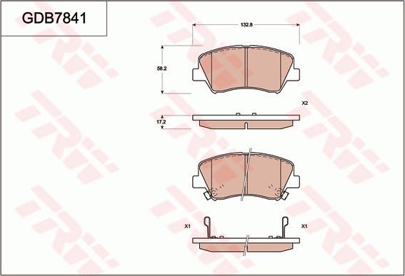 TRW GDB7841 - Brake Pad Set, disc brake autospares.lv