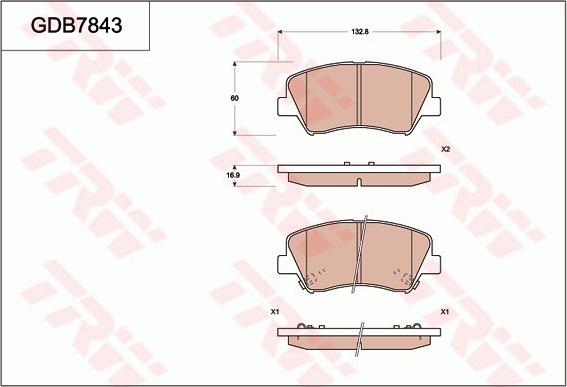 TRW GDB7843 - Brake Pad Set, disc brake autospares.lv