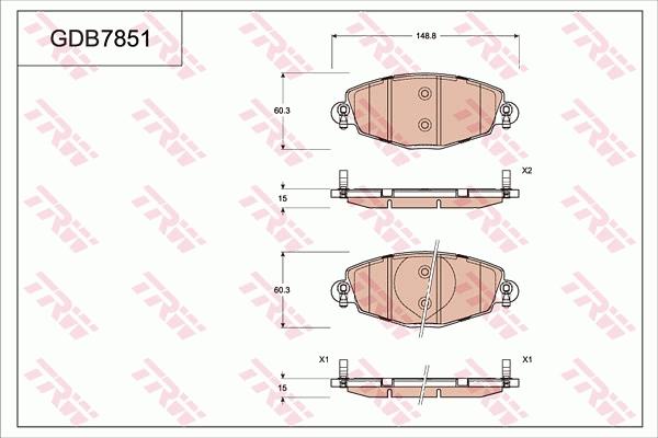 TRW GDB7851 - Brake Pad Set, disc brake autospares.lv