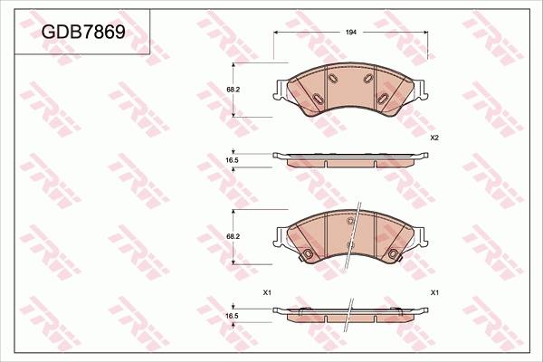 TRW GDB7869 - Brake Pad Set, disc brake autospares.lv