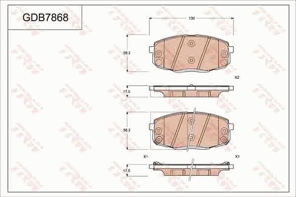 TRW GDB7868 - Brake Pad Set, disc brake autospares.lv